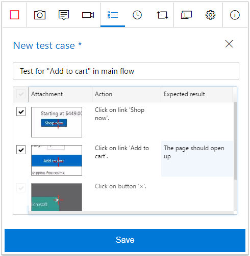 Capture d’écran montrant la modification d’un nouveau cas de test.