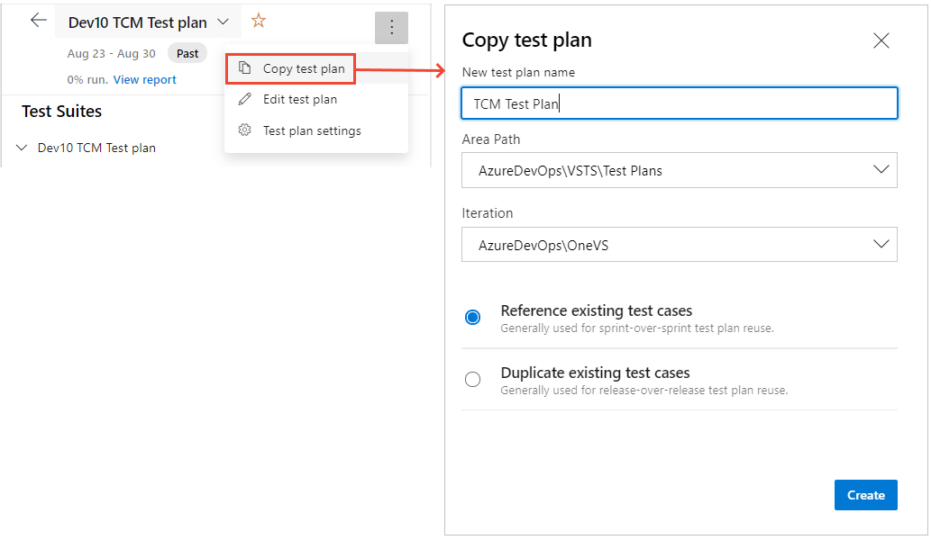 copier la page du plan de test