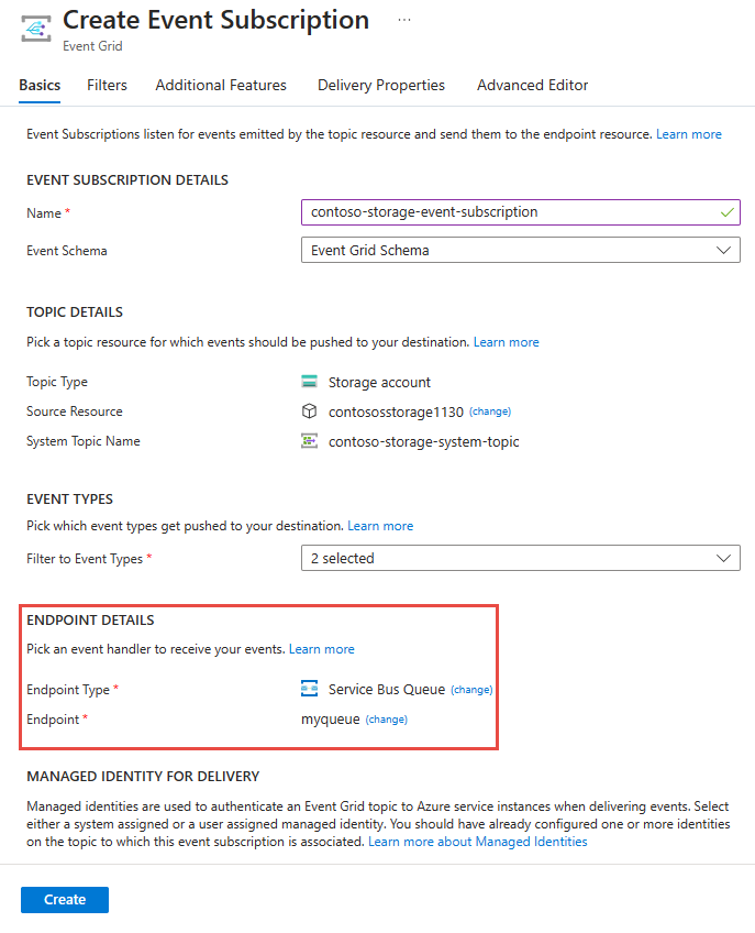 Screenshot that shows the selection of an endpoint.