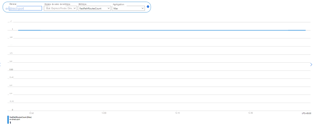 Capture d’écran de la métrique du nombre de routes FastPath au niveau du port.