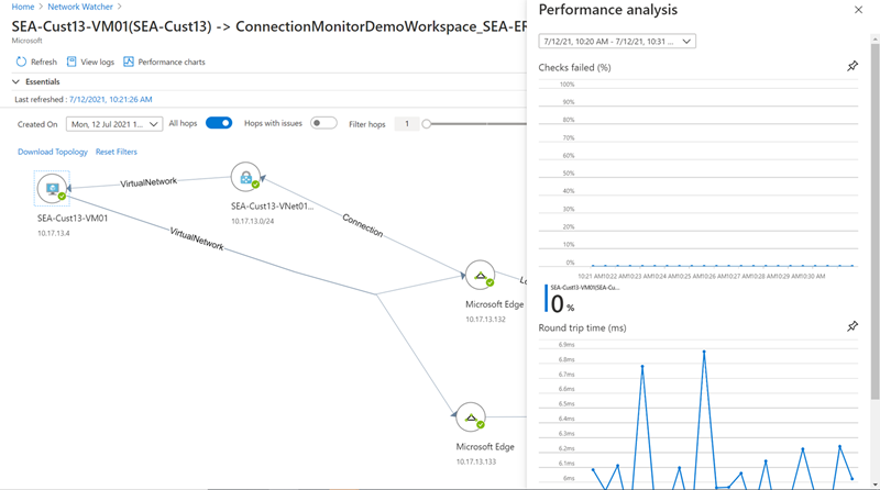 Capture d’écran du panneau Analyse des performances.