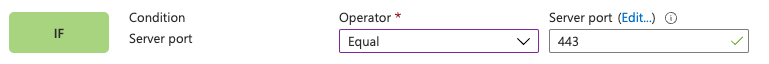 Capture d’écran du portail montrant la condition de correspondance du serveur client.