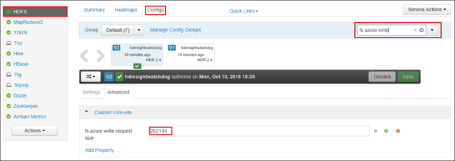 Image de la modification de la valeur via l’interface utilisateur web d’Ambari.