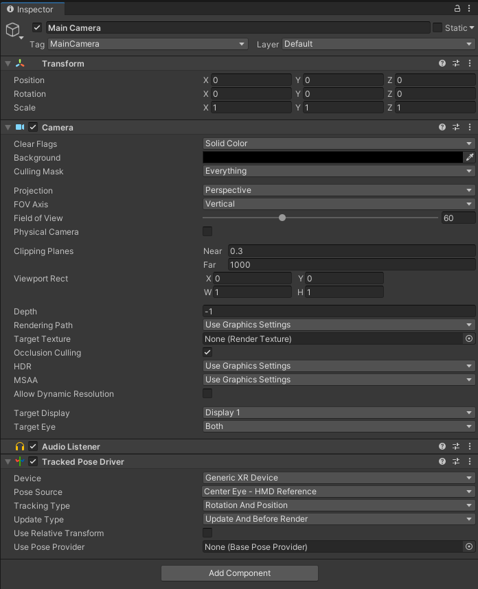 Unity - Configuration de la caméra