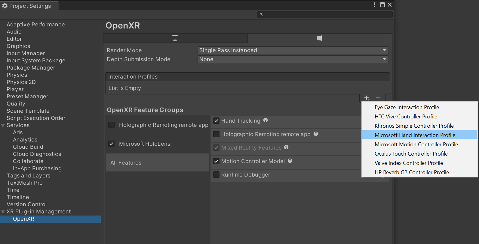 Unity – Configuration d’OpenXR