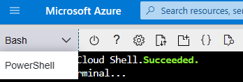 Capture d’écran de la liste déroulante de l’environnement cloud Shell.