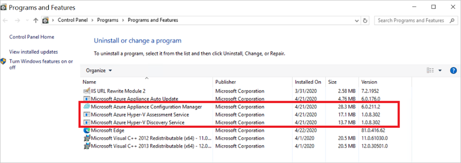 Capture d’écran du processus pour vérifier la version dans le Panneau de configuration.