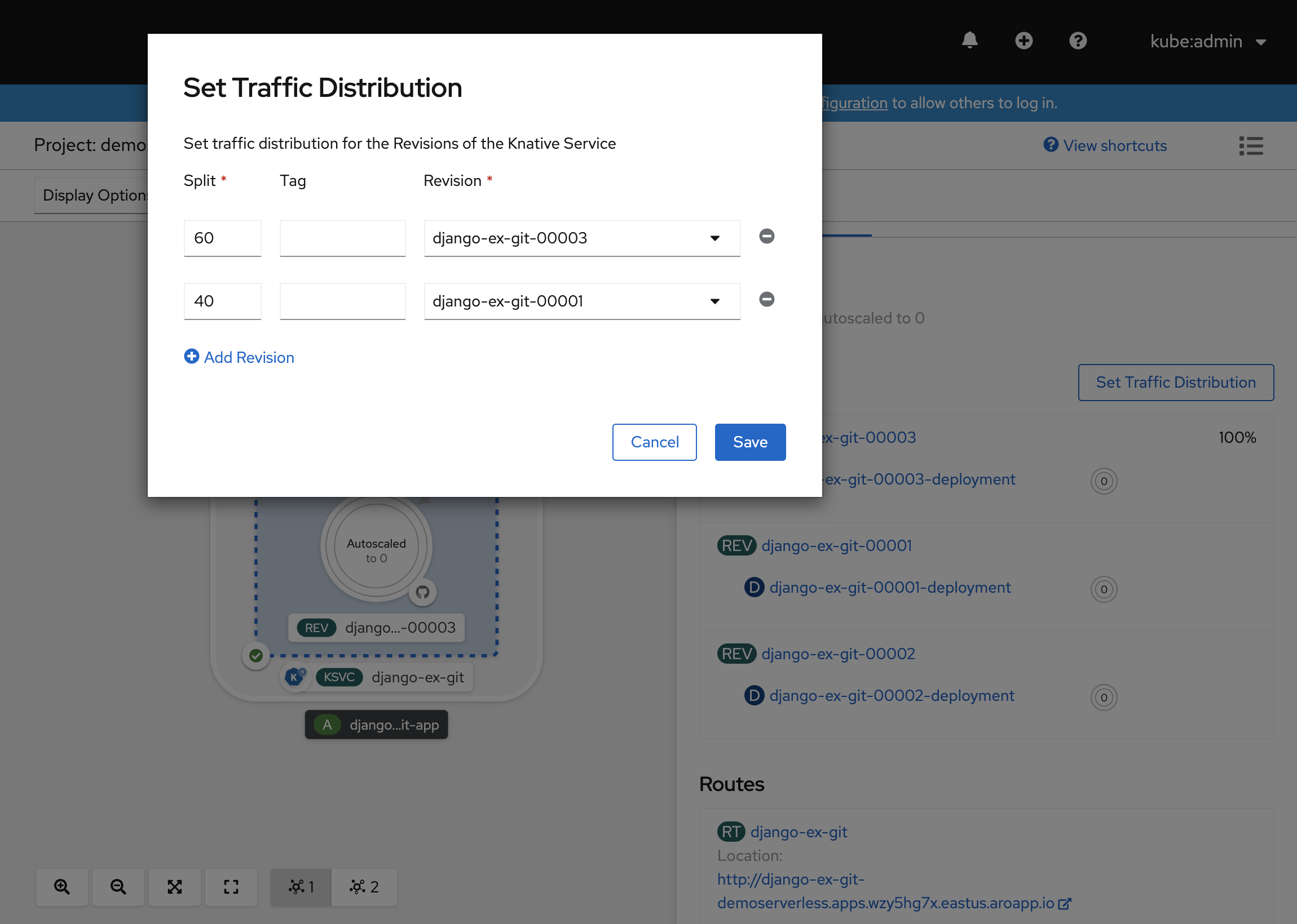 Capture d’écran montrant comment définir la distribution du trafic.