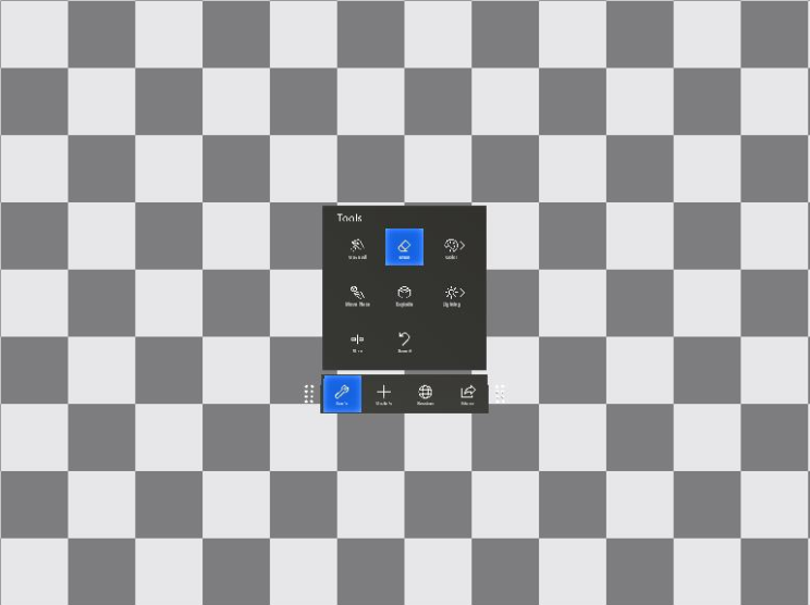 La capture d’écran présente une grille de carrés noirs et blancs avec un menu Outils.