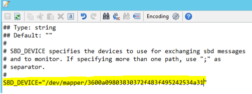 Capture d’écran représentant le fichier s b d dans lequel la valeur S B D_DEVICE a été ajoutée.