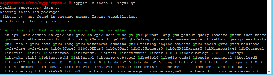 Capture d’écran représentant une fenêtre de console lors de l’installation du deuxième package.