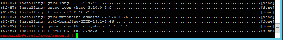 Capture d’écran représentant une fenêtre de console lors de l’installation du deuxième package, suite.