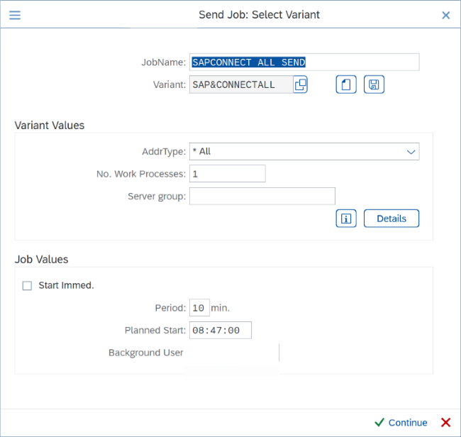 Variant du travail de planification SMTP