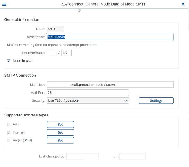 Configuration SMTP dans SCOT