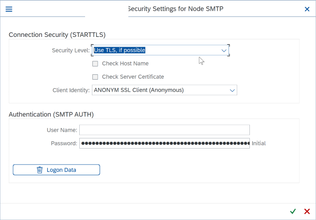 Configuration de sécurité SMTP dans SCOT