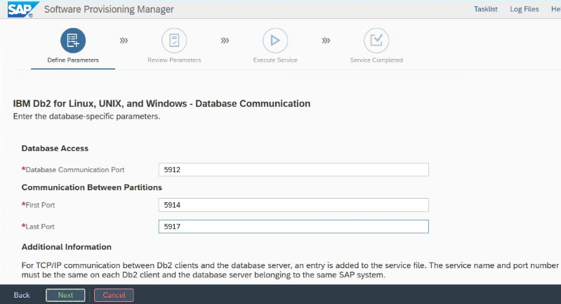 Définition de port SAP SWPM