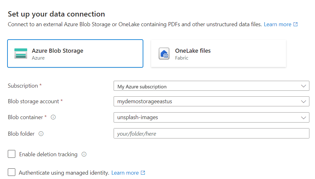 Capture d’écran de la page de l’Assistant permettant de configurer une connexion de données.