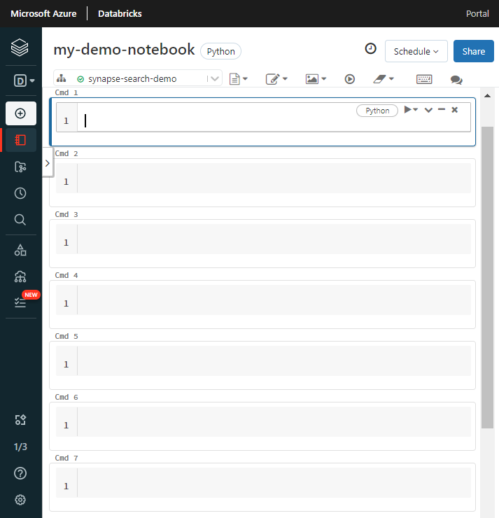 Capture d’écran du notebook avec les cellules des espaces réservés.