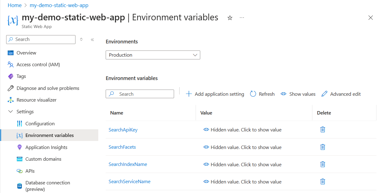 Capture d’écran du navigateur montrant le Portail Azure avec le bouton d’enregistrement des paramètres de votre application.