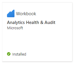 Capture d’écran de l’indication que la solution de classeur Analytics Health a été installée à partir du hub de contenu.