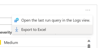 Capture d’écran de l’option d’exporter vers Excel.