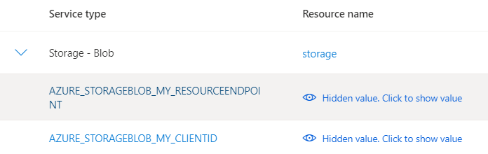 Capture d’écran du portail Azure, montrant un résumé des clés de configuration de l’authentification.