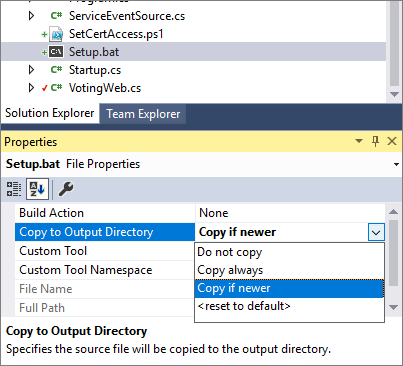 Capture d’écran montrant la configuration des propriétés de fichier.