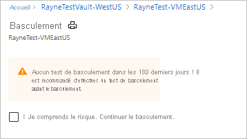 Page indiquant que nous acceptons d’effectuer le basculement sans un test préalable