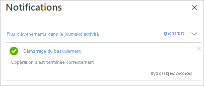 Notification concernant la réussite du basculement