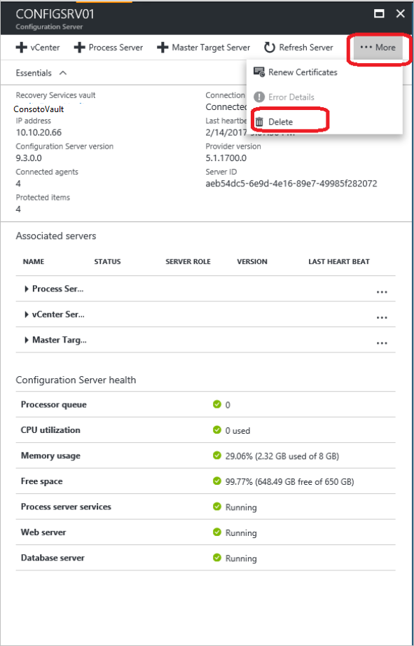 Suppression d’un serveur de configuration