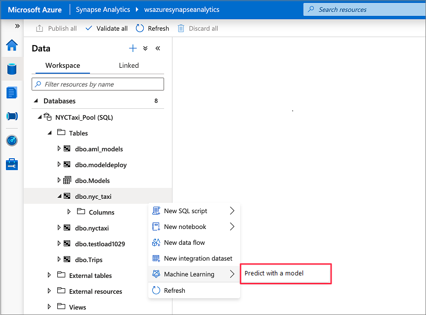 Capture d’écran montrant l’option Machine Learning