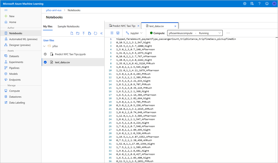 Capture d’écran qui montre le fichier CSV