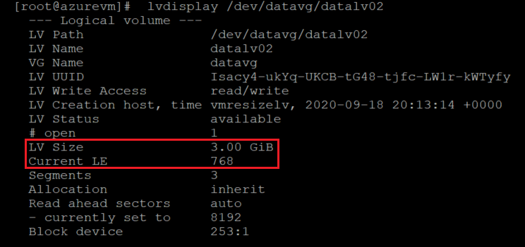 Capture d’écran montrant le code qui confirme les nouvelles tailles, avec mise en évidence des tailles.