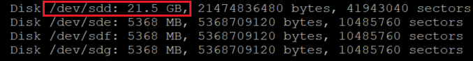 Capture d’écran montrant le code qui vérifie la taille du disque, avec mise en évidence du résultat.