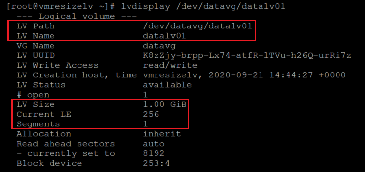 Capture d’écran montrant le code qui vérifie la taille du volume local, avec mise en évidence des résultats.