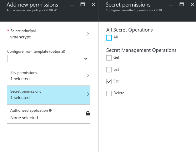 Autorisations du secret Azure Key Vault - Définir