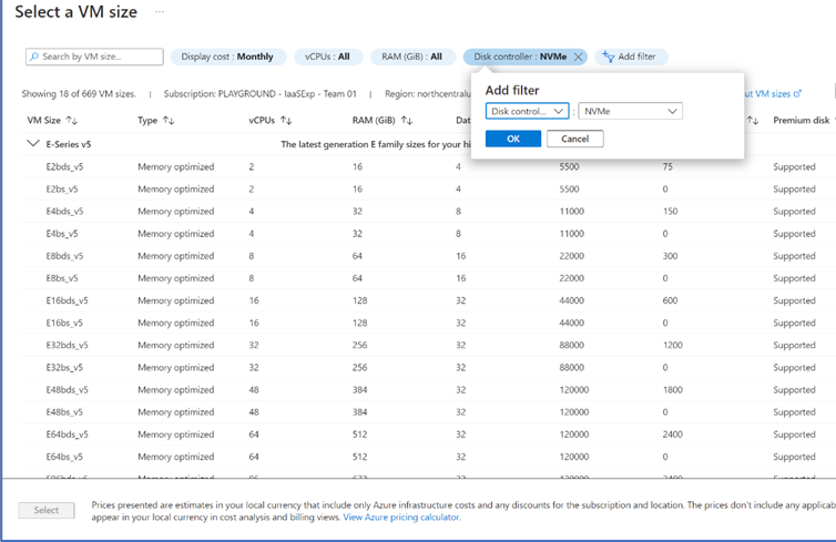 Capture d’écran des sélections permettant d’ajouter un filtre de contrôleur de disque pour l’interface NVMe.