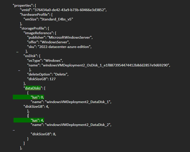 Capture d’écran montrant un exemple de commande Azure PowerShell pour identifier le disque NVMe sur une machine virtuelle Windows.