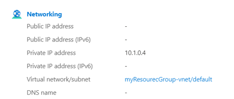 Capture d’écran montrant à quoi ressemble la section Mise en réseau quand vous n’avez pas d’adresse IP publique.