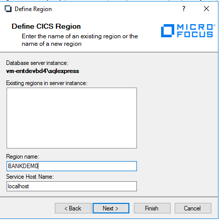 Boîte de dialogue Define Region (Définir une région)