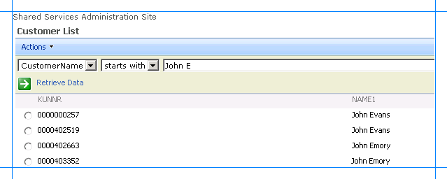 Résultats de recherche du système SAP