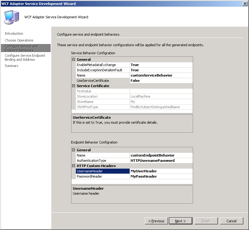 Configuration du point de terminaison