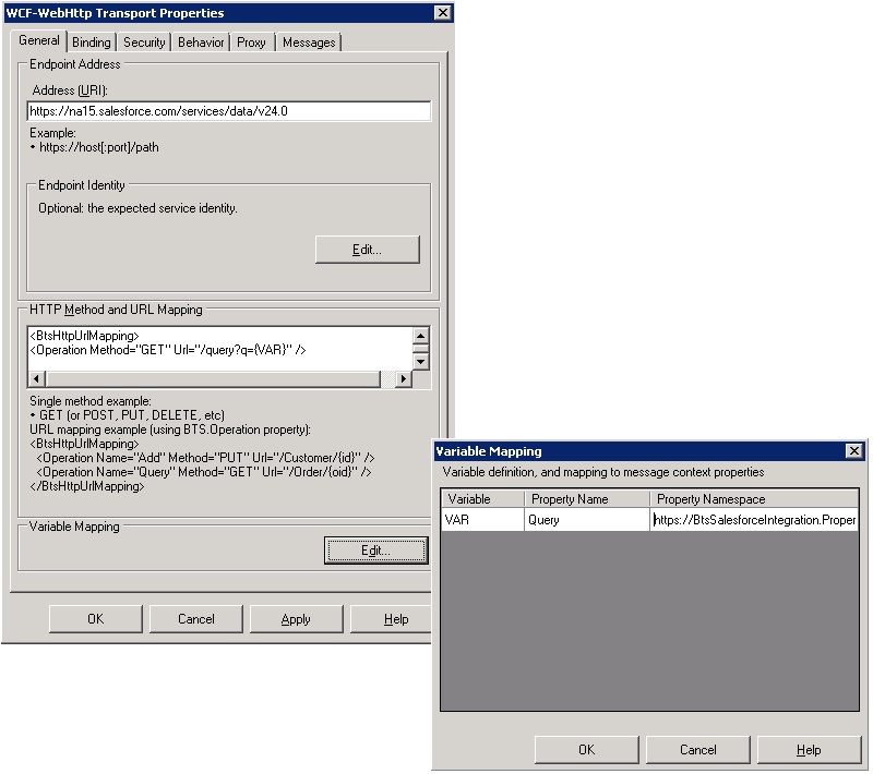 Onglet Général de WCF-WebHttp Adapter