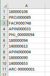 Liste des n° documents dans Excel