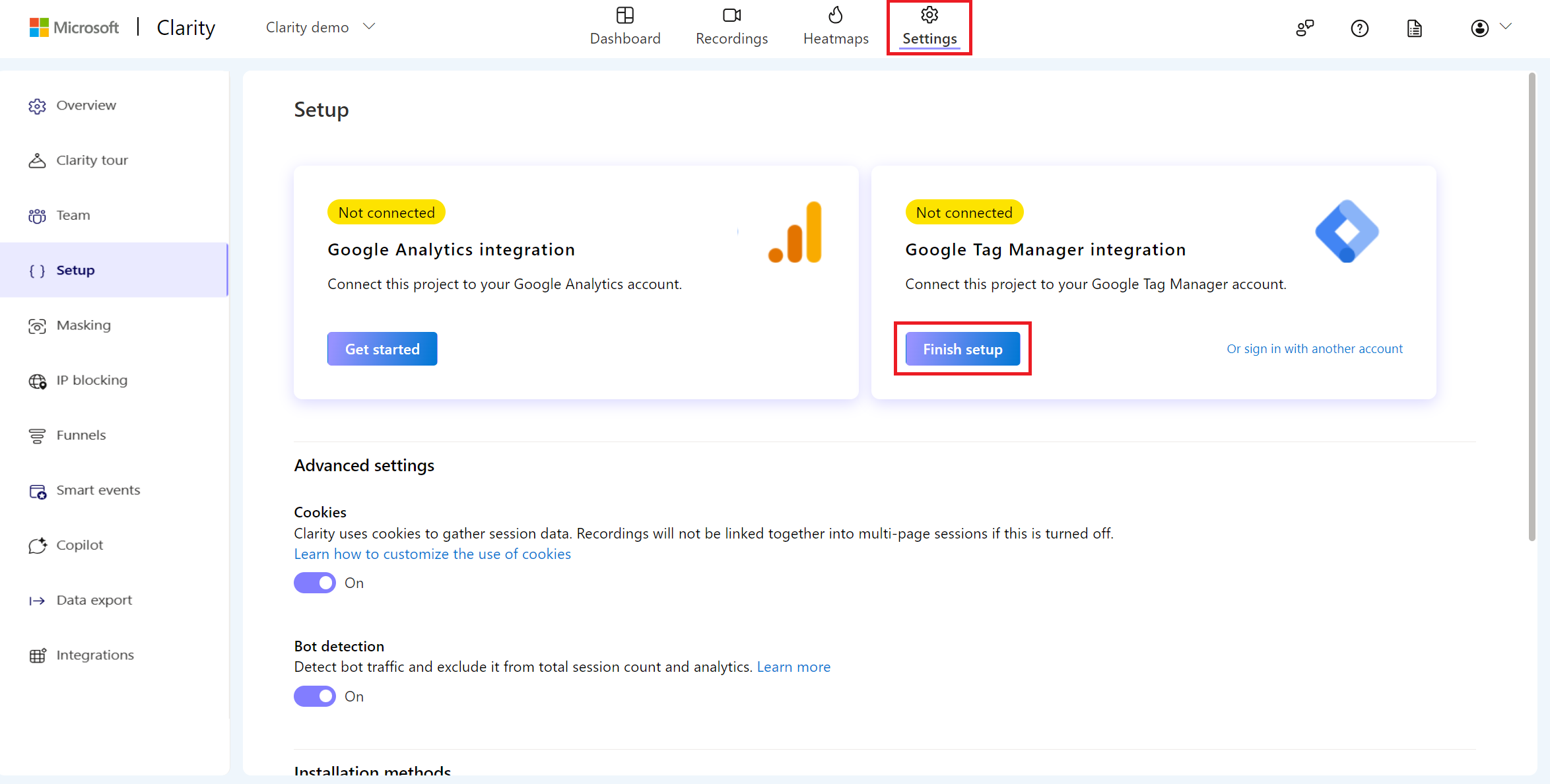 Starting the GTM integration.