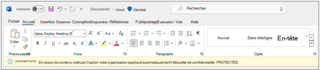 Copilot applique des étiquettes à partir du matériel source et conseille l’utilisateur.