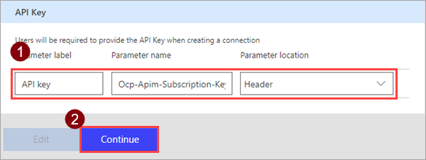 Paramètres de clé API