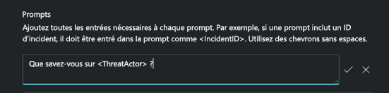 Capture d’écran des entrées de prompt