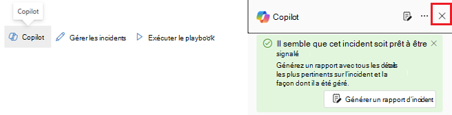 Capture d’écran montrant le panneau Copilot dans l’expérience incorporée de Microsoft Defender XDR.