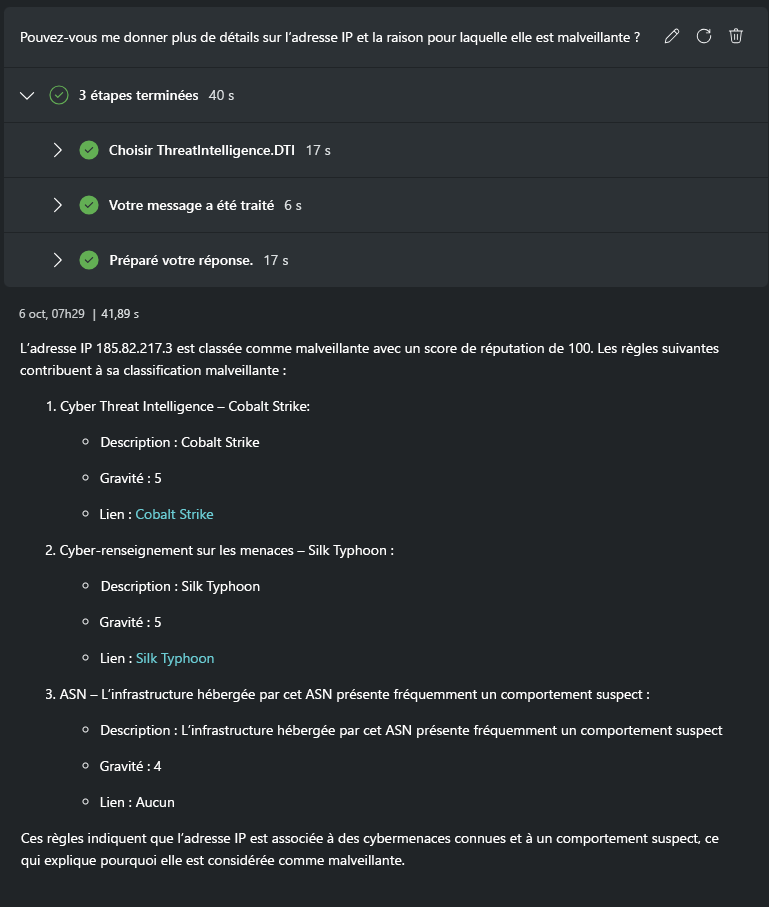 Capture d’écran montrant les détails de l’adresse IP malveillante.